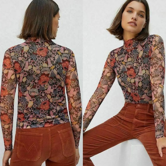 Anthropologie Tops - Anthropologie | Gauzy Turtleneck | Burgundy floral | Sz XS